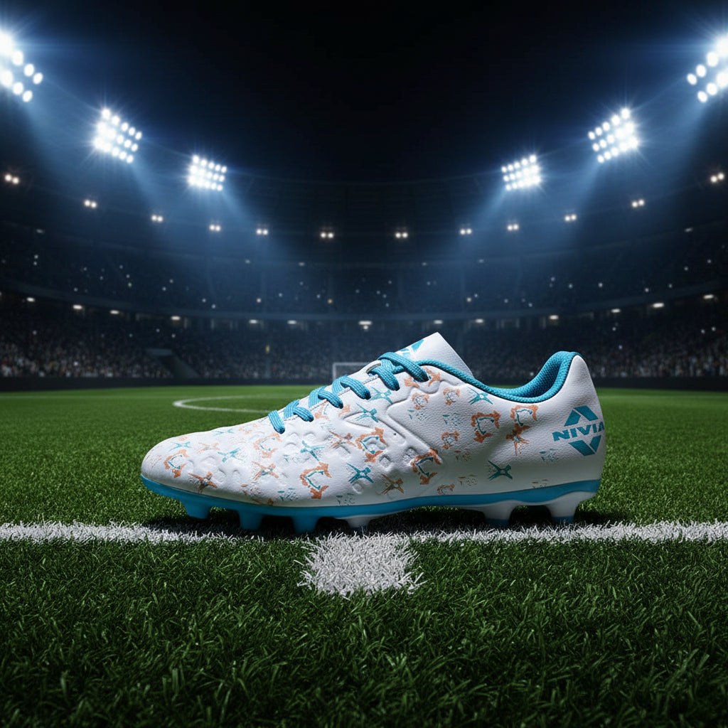 Nivia_Spear_2.0_Football_Studs_White_Blue_Left_InstaSport
