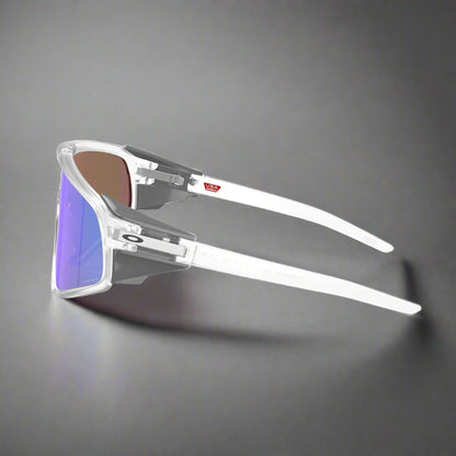 Oakley_Latch_PanelSunglass_MatteClearPrizm_VioletLens_Sideview_Instasport