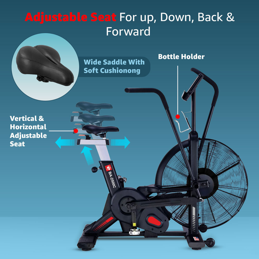 Powemax_BA_2500_C_Commercial_Air_Bike_Adjustable_Seat_InstaSport