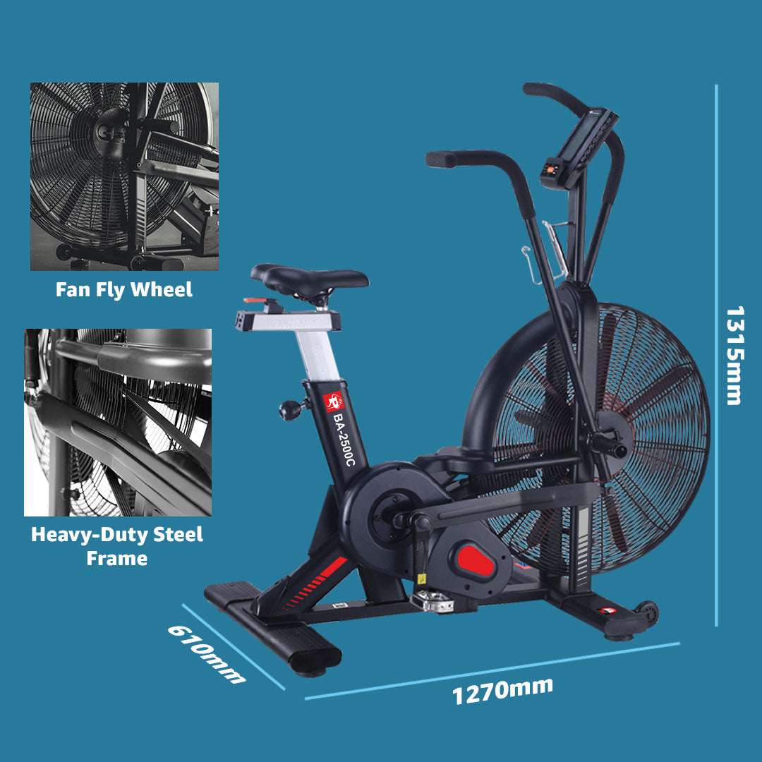 Powemax_BA_2500_C_Commercial_Air_Bike_Width_InstaSport