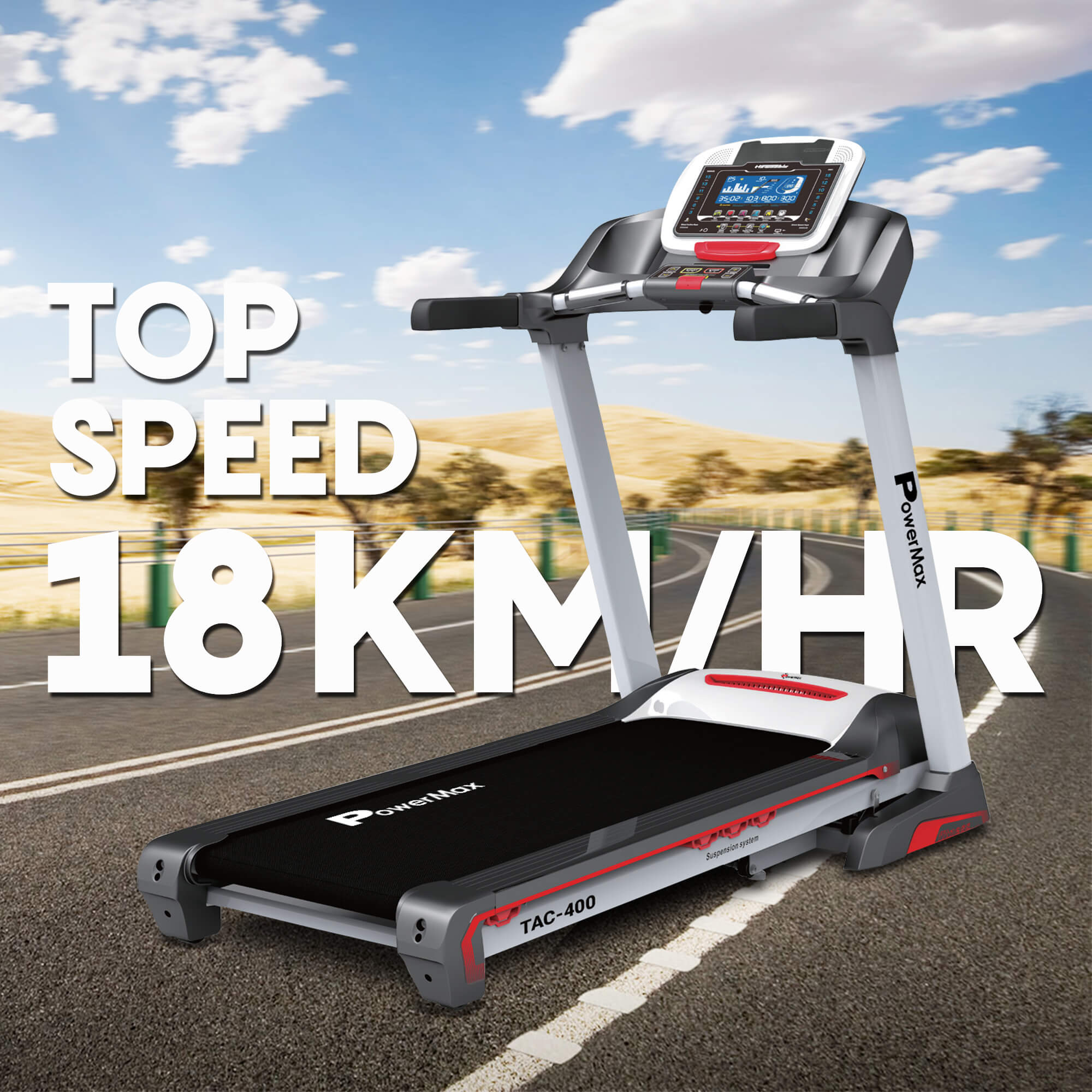 Powermax_TAC_400_Semi_Automatic_Treadmill_Top_Speed_InstaSport