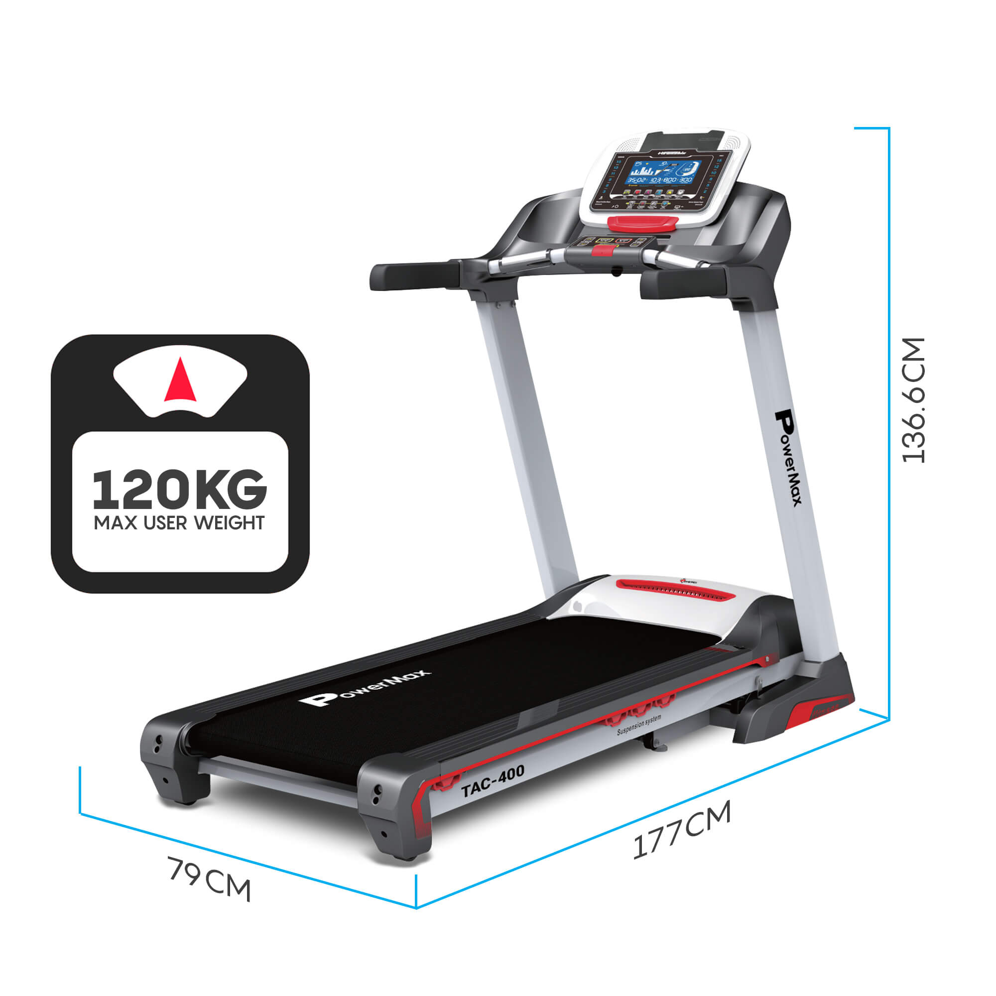 Powermax_TAC_400_Semi_Automatic_Treadmill_Weight_InstaSport