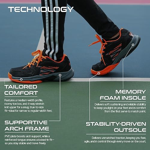 Puls8_Pickleball_Men_s_Shoes_Black_Orange_Technology_InstaSport