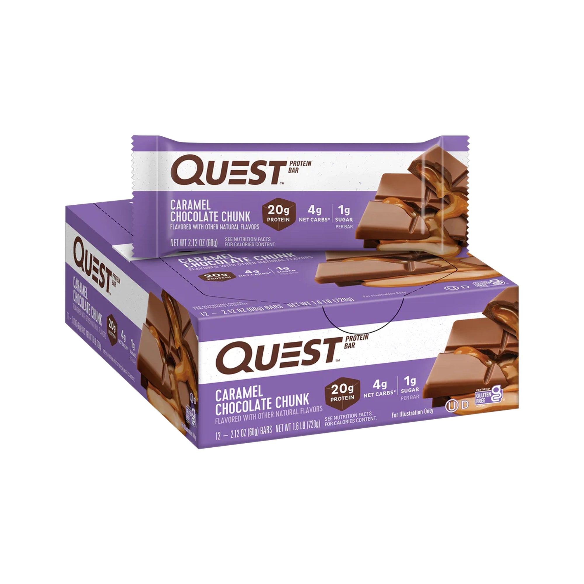 Quest Nutrition Bar – 60g x 12 (Caramel Chocolate Chunk)