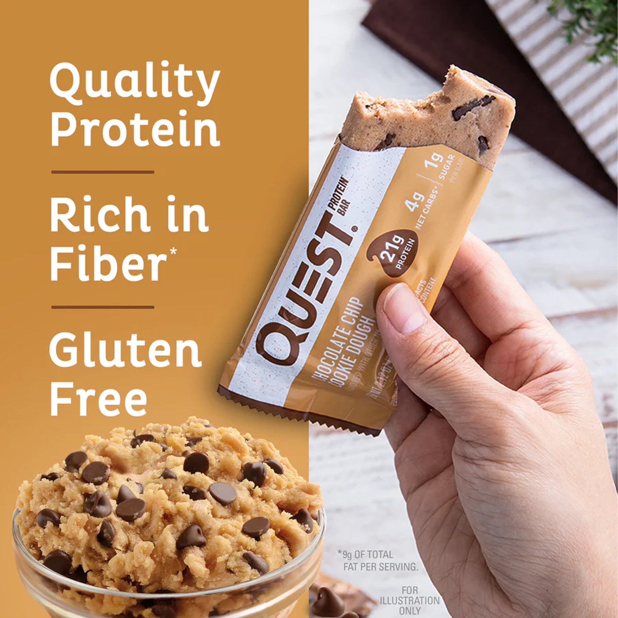 Quest Nutrition Bar – 60g x 12 (Chocolate Chip Cookies)