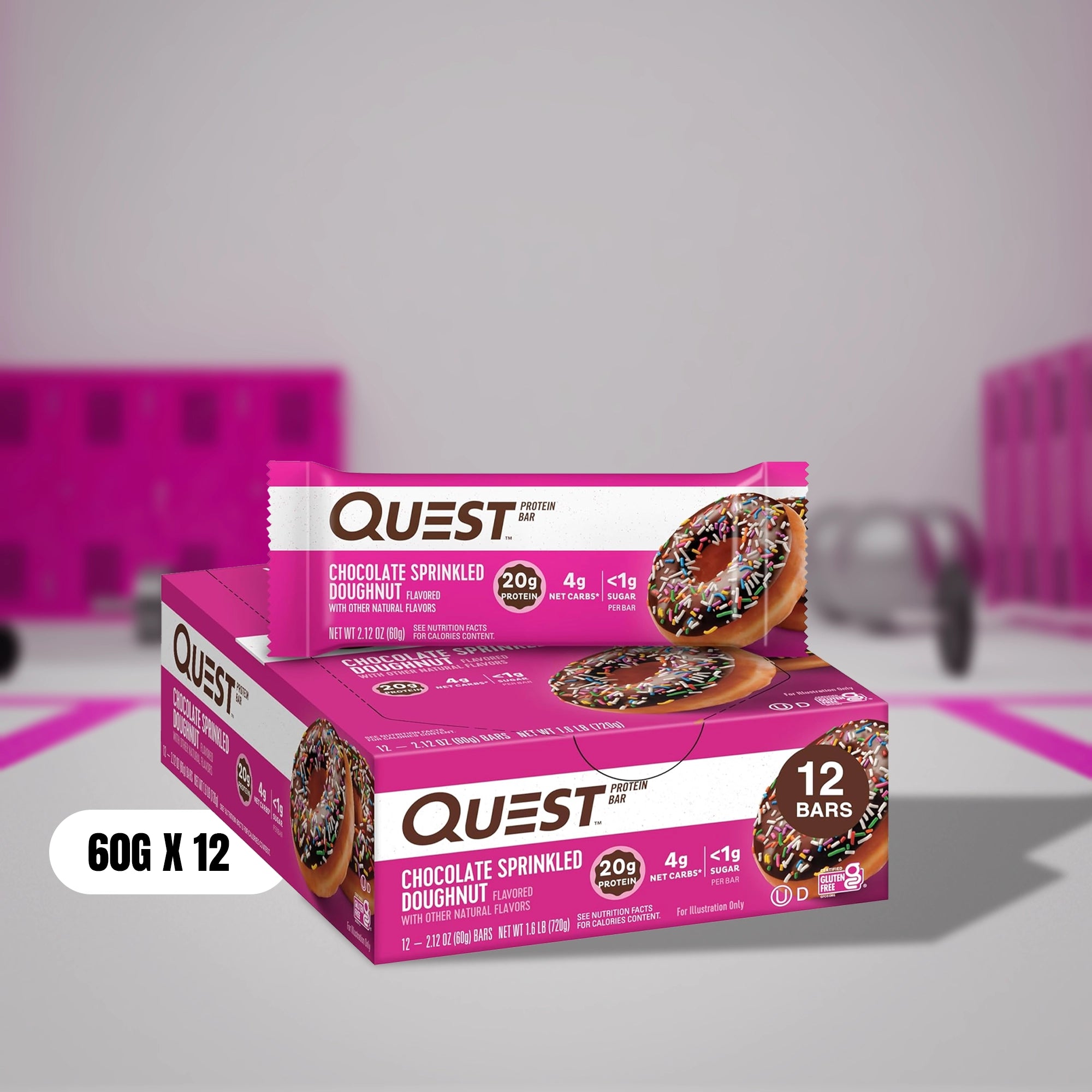 Quest Nutrition Bar – 60g x 12 (Chocolate Sprinkled Dougnut)