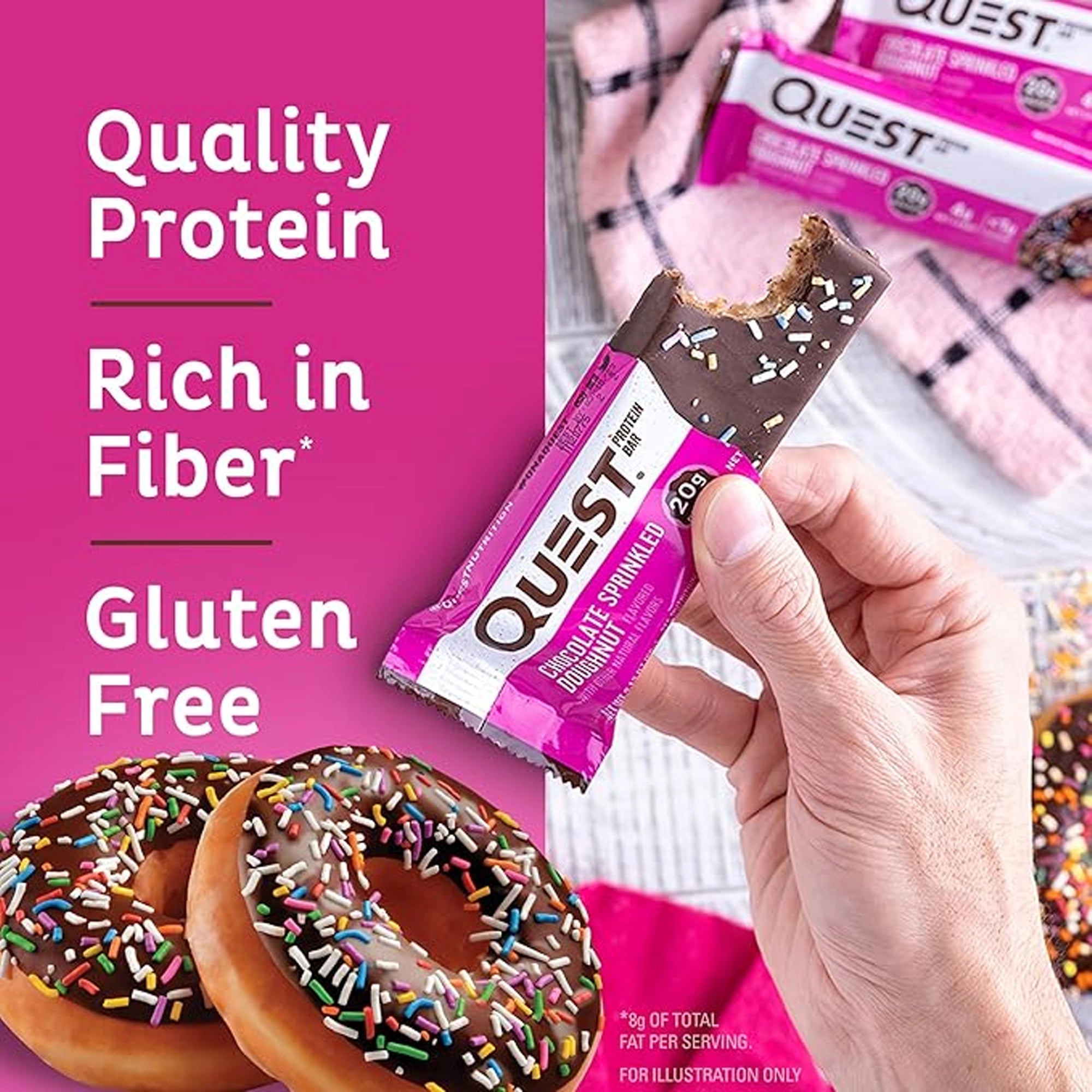 Quest Nutrition Bar – 60g x 12 (Chocolate Sprinkled Dougnut)