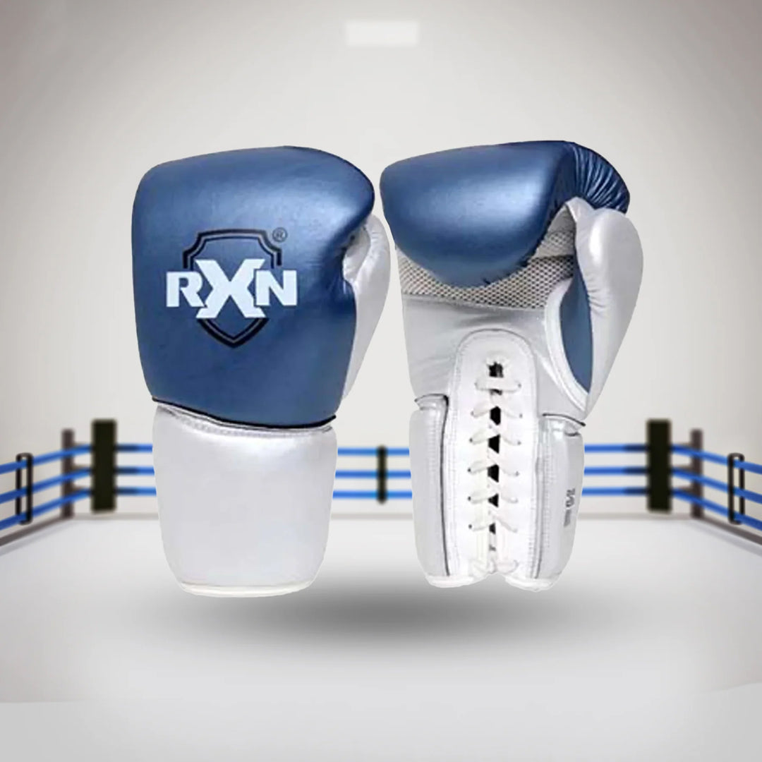 RXN Pro Training Lace-up Boxing Gloves (Blue)