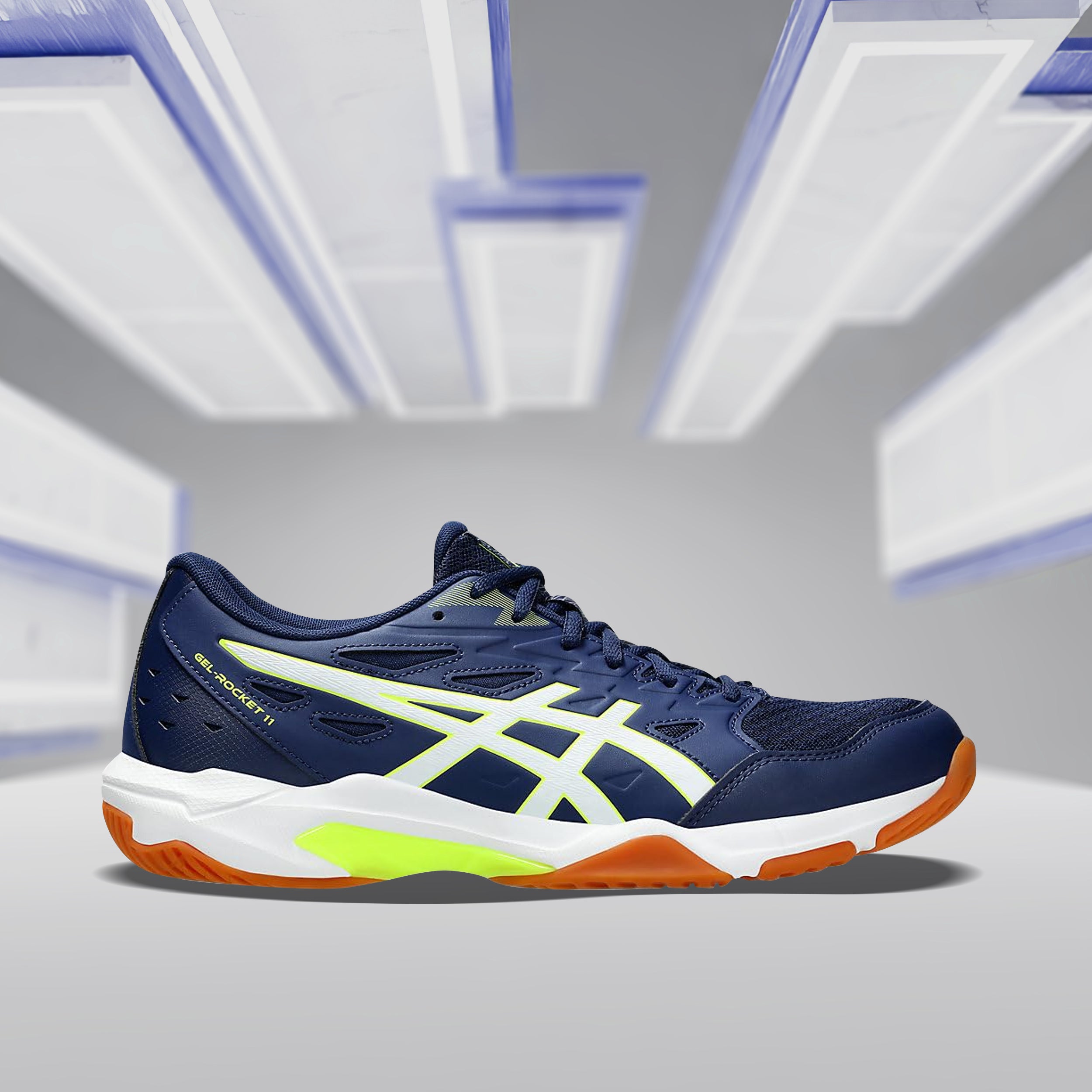 Asics Gel Rocket 11 (Blue Expanse/ Safety Yellow) Badminton Shoes - InstaSport