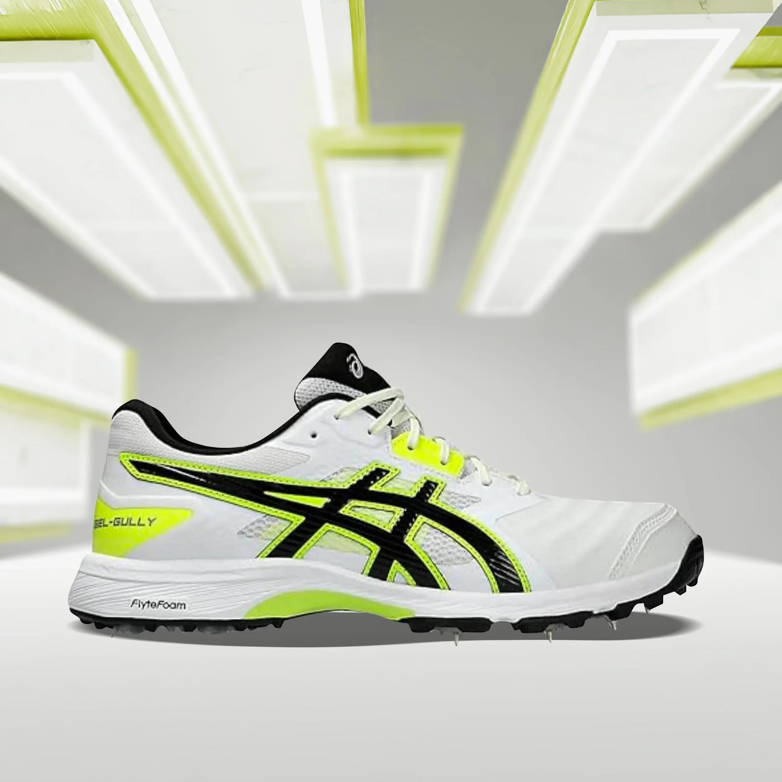 Asics Gel Gully 7 Cricket Shoes (White/ Safety Yellow) - InstaSport