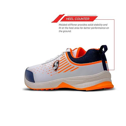 SG_Yorker_Cricket_Shoes_White_Navy_Orange_Heal_InstaSport