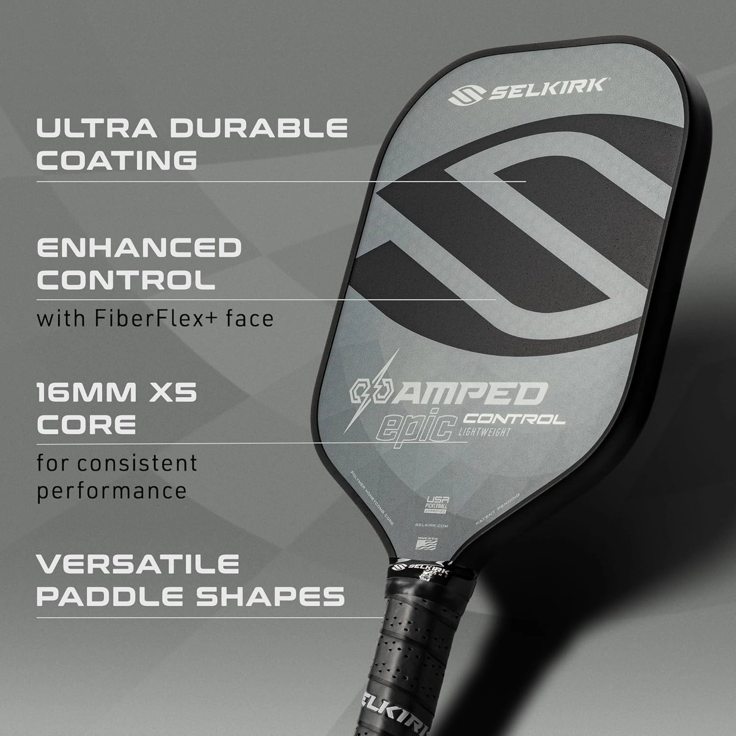 Selkirk_Amped_Control_Invikta_Pickleball_Paddle_16mm_Gray_Ultradurable_Instasport