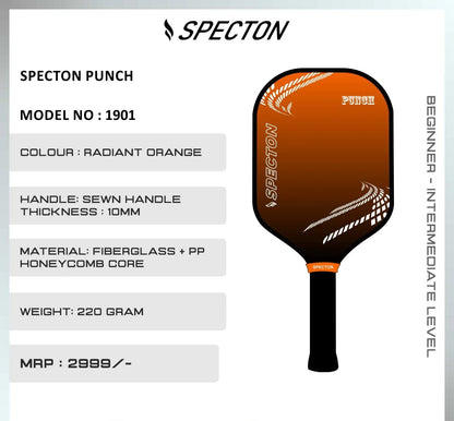 Specton_Punch_Pickleball_Paddle_Orange_Info_InstaSport