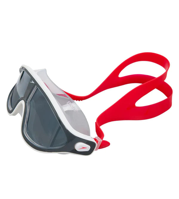 Speedo Unisex Adult Rift Smoke - Lens Swim Goggles - Lava Red & Oxid Grey - InstaSport