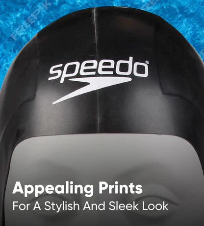Speedo_Aqua_V_Drag_Reducing_Racing_Swimming_Cap_Black_Appealing_Print_InstaSport