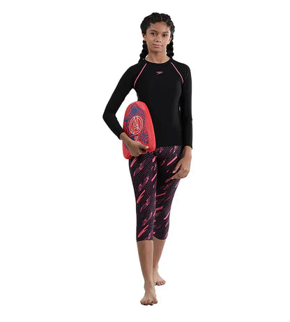 Speedo_Girls_Endurance10_Hyperboom_Printed_Capri_Black_ElectricPink_Full_InstaSport