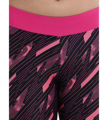 Speedo_Girls_Endurance10_Hyperboom_Printed_Capri_Black_ElectricPink_Waist_InstaSport