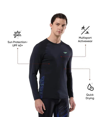 Speedo Men's Endurance+ Long Sleeve Splice Suntop