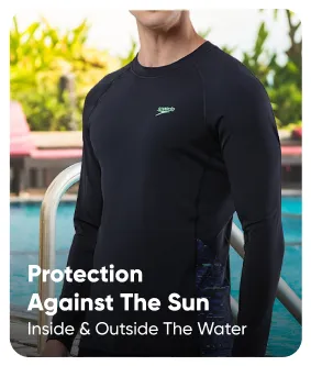 Speedo Men's Endurance+ Long Sleeve Splice Suntop