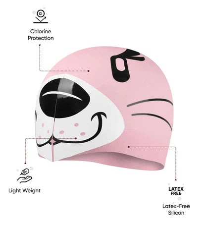 Speedo_Unisex_Junior_Seal_Print_Swimming_Cap_Pink_Black_Info_InstaSport