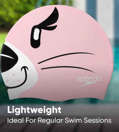 Speedo_Unisex_Junior_Seal_Print_Swimming_Cap_Pink_Lightweight_InstaSport