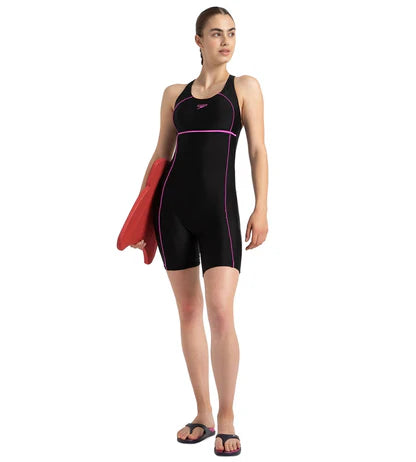 Speedo_Womens_Endurance10_Classic_Racerback_Swimming_Suit_Black_Neon_Violets_Full_InstaSport