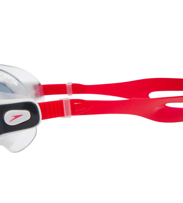 Speedo Unisex Adult Rift Smoke - Lens Swim Goggles - Lava Red & Oxid Grey - InstaSport