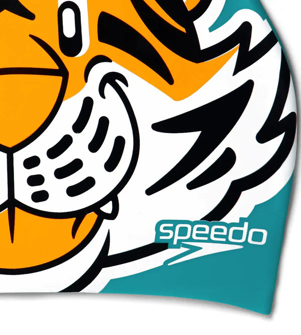 Speedo Tots Unisex Printed Character Swim Caps (Orange & Green) - InstaSport