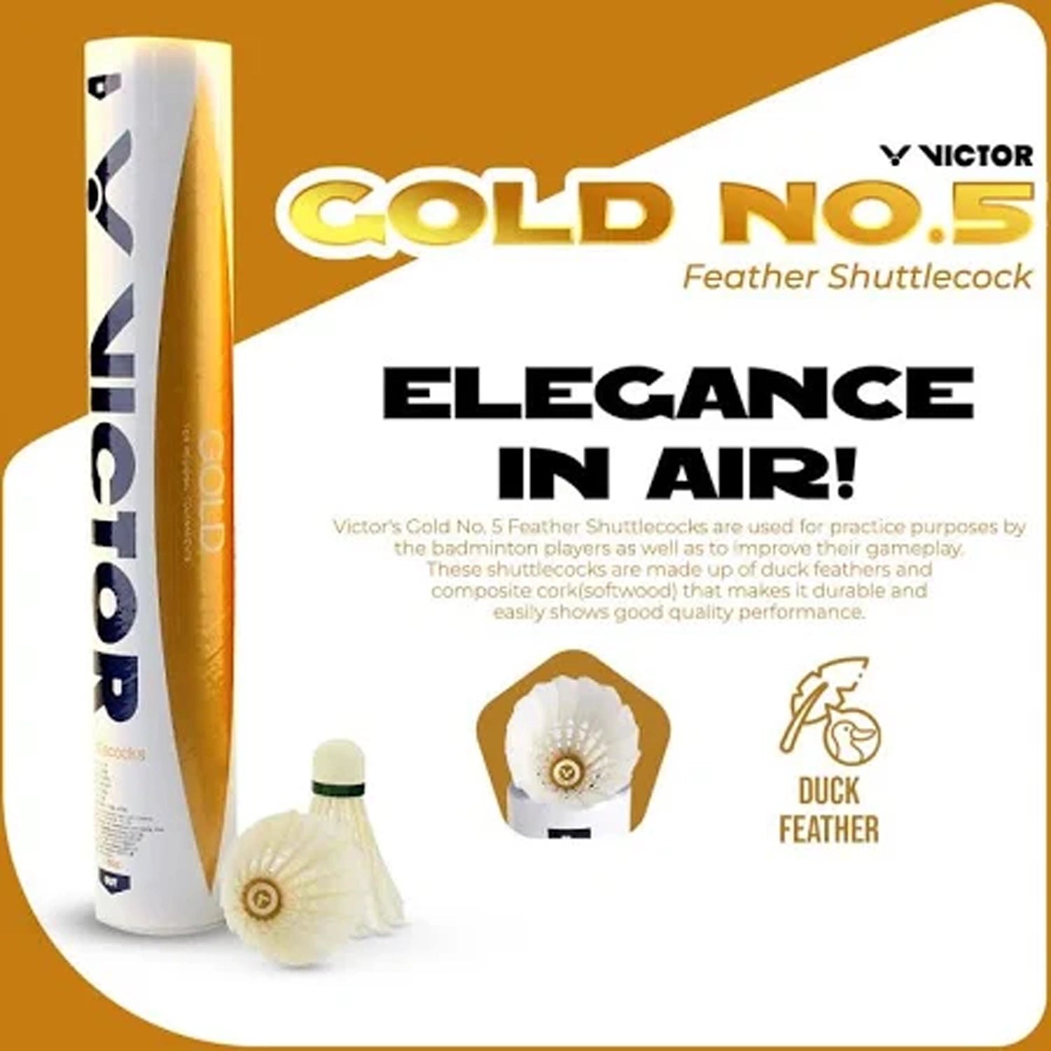 Victor_Gold_No.5_Feather_Badminton_Shuttlecock_Spec_Instasport