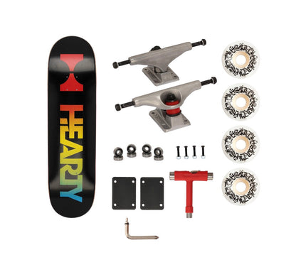 Hearty Pro-Complete Skateboard Pack- Unassembled- 8.0" & 8.25"-Neon Logo Black - InstaSport