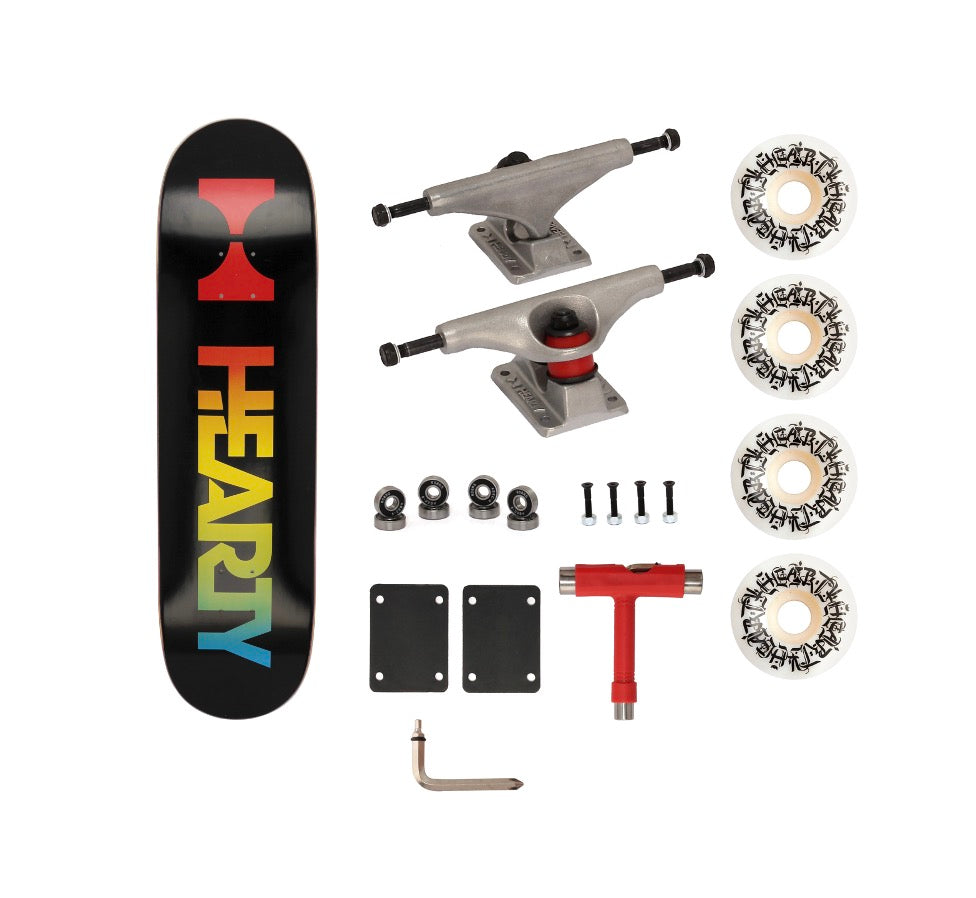 Hearty Pro-Complete Skateboard Pack- Unassembled- 8.0" & 8.25"-Neon Logo Black - InstaSport