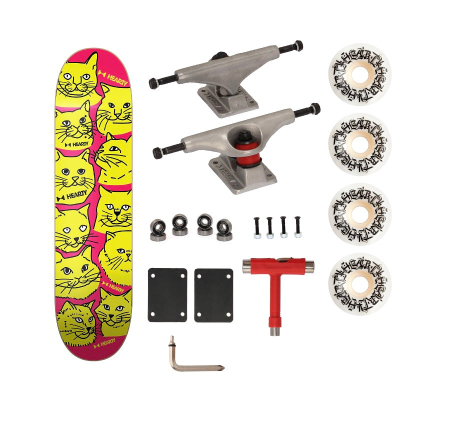 Hearty Pro-Complete Skateboard Pack- Unassembled- 8.0" & 8.25"-Cat