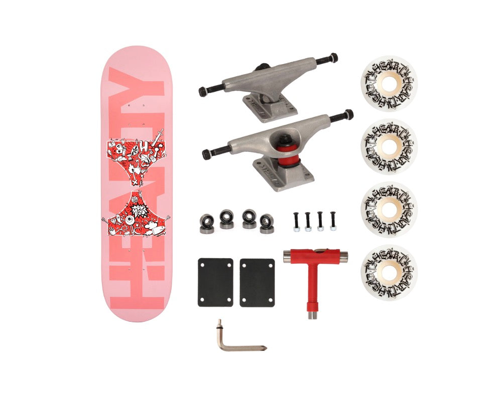 Hearty Pro-Complete Skateboard Pack- Unassembled- 8.0" & 8.25"-Soft Pink Dipped - InstaSport