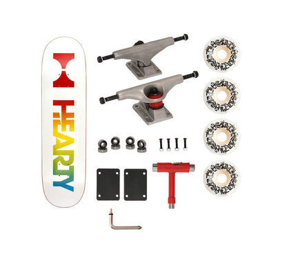 Hearty Pro-Complete Skateboard Pack- Unassembled- 8.0" & 8.25"-Neon Logo White - InstaSport