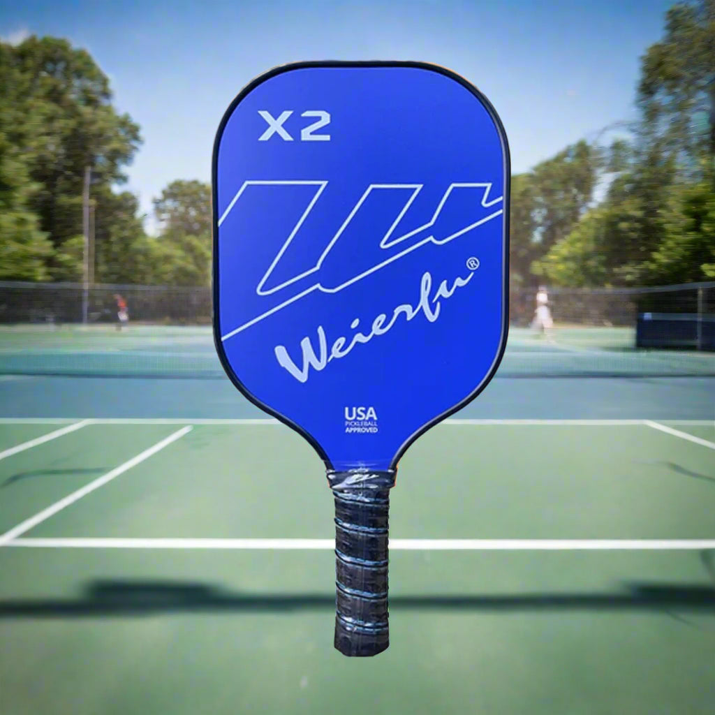 Weierfu_Graphite_FaceGold_Pickleball_PaddleSet_Blue_FrontView_Instasport