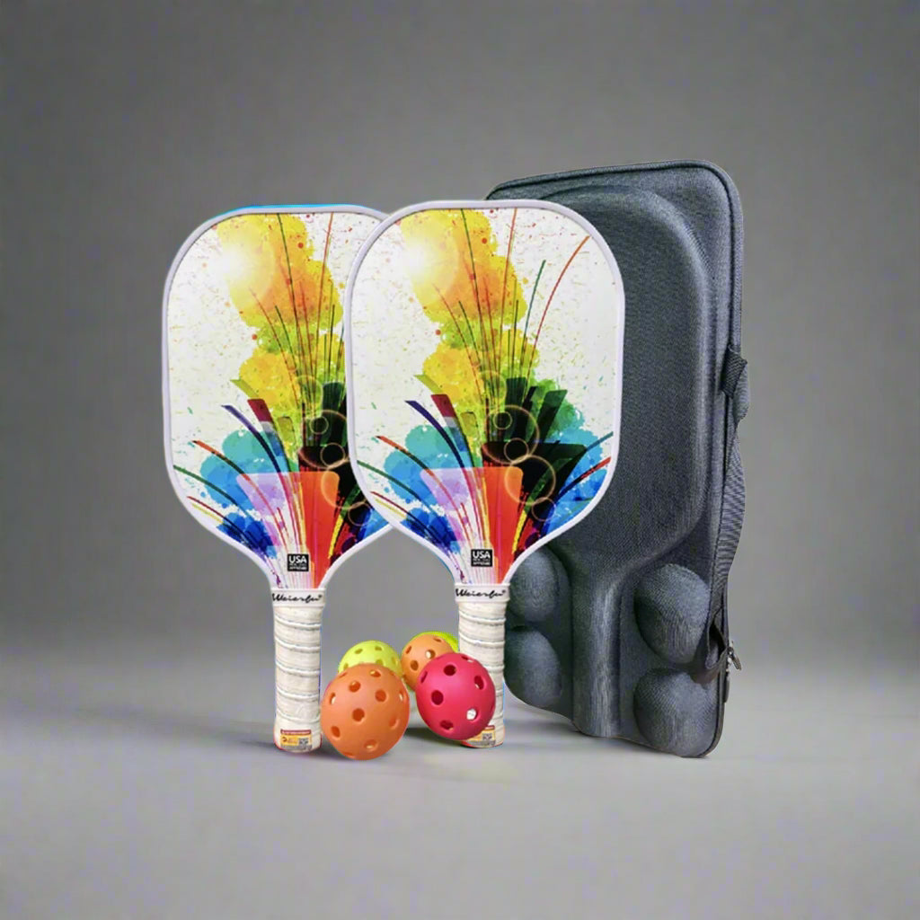 Weierfu_Graphite_FaceGold_Pickleball_PaddleSet_multicolor_FullView_Instasport
