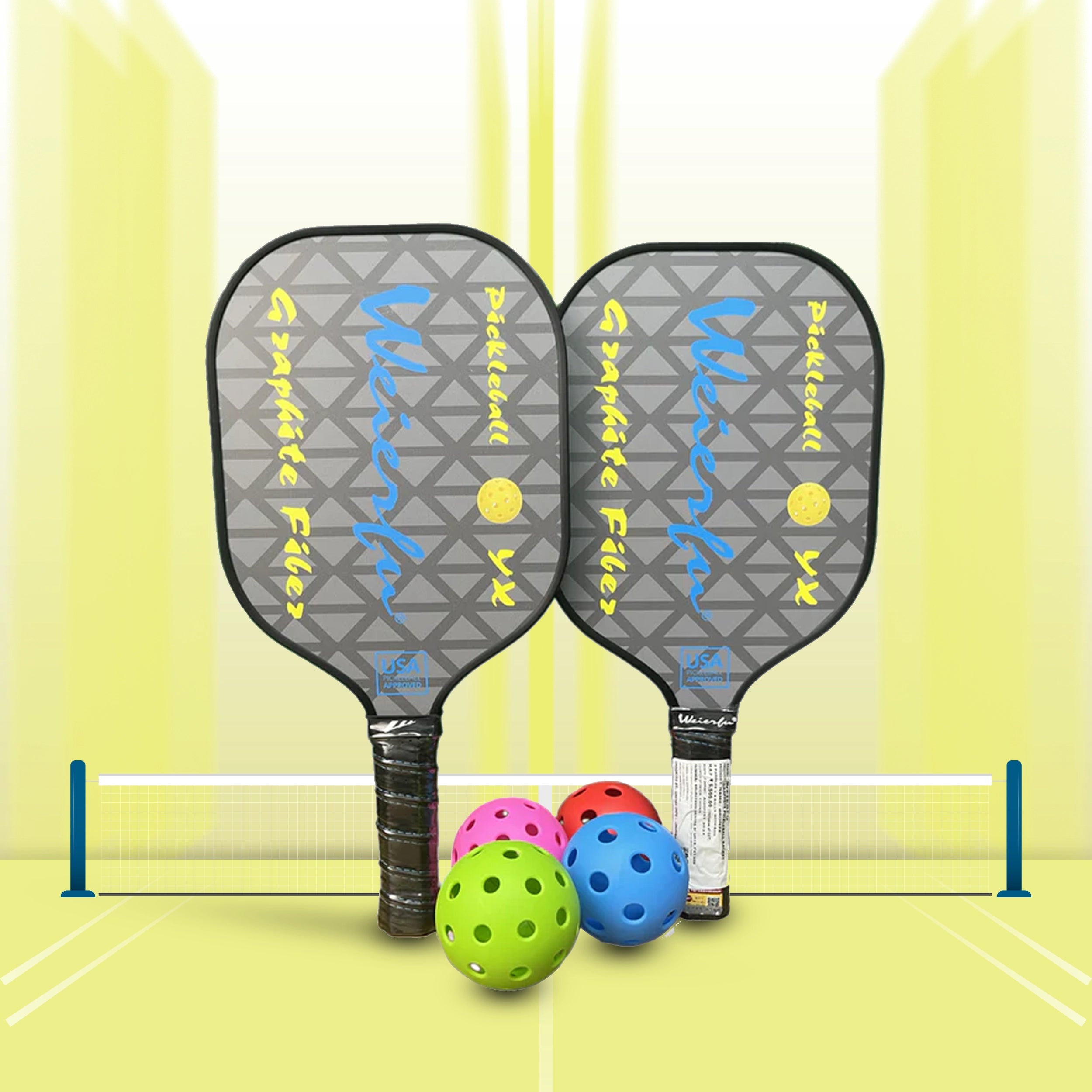 Weierfu_Graphite_Face_Bronze_Pickleball_Paddle_Set_LightGrey_Instasport