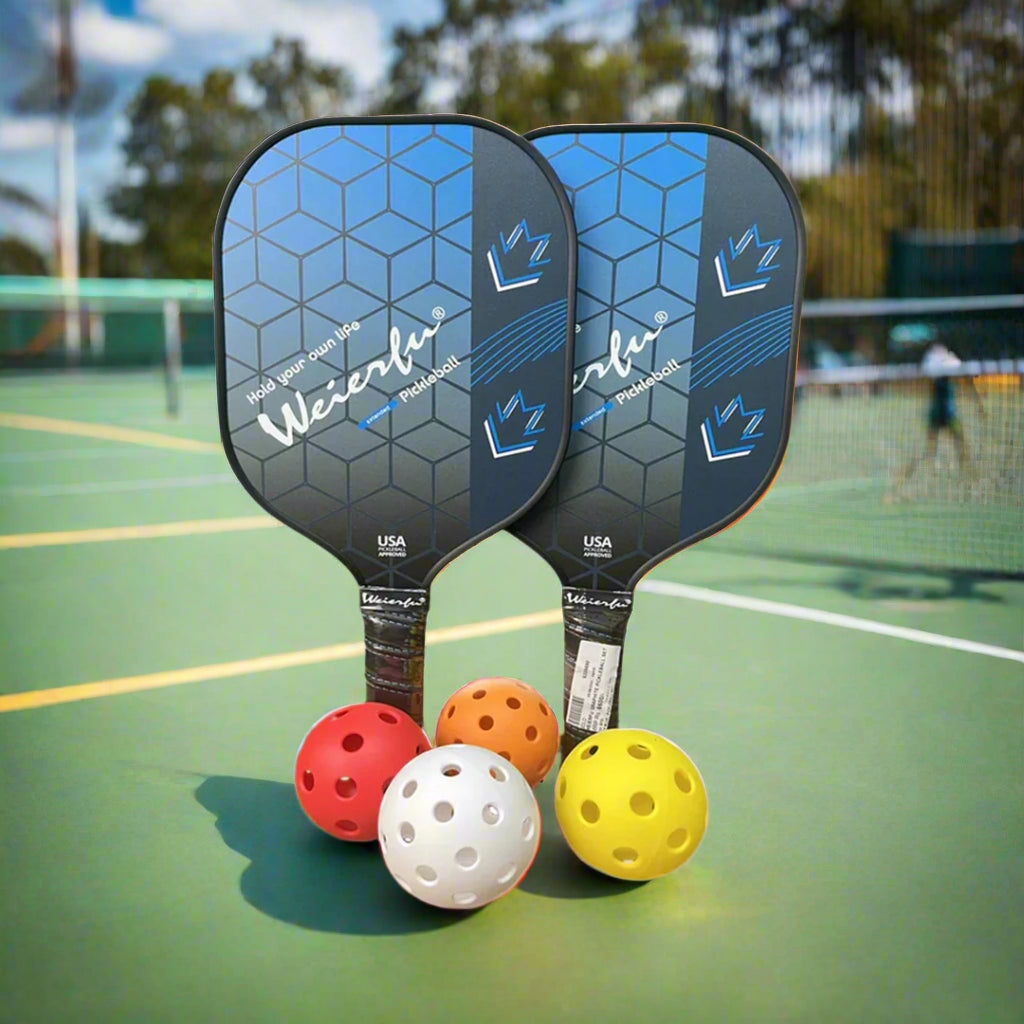 Weierfu_Graphite_Face_Gold_Pickleball_PaddleSet_skyblue_FullView_Instasport