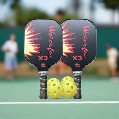 Weierfu_Graphite_Face_Platinum_Pickleball_Paddle_Set_Black_Fire_Fullview_Instasport