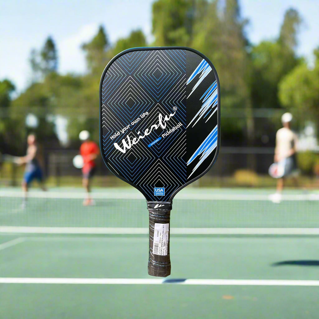 Weierfu_Graphite_Face_Platinum_Pickleball_Paddle_Set_Black_Frontview_Instasport