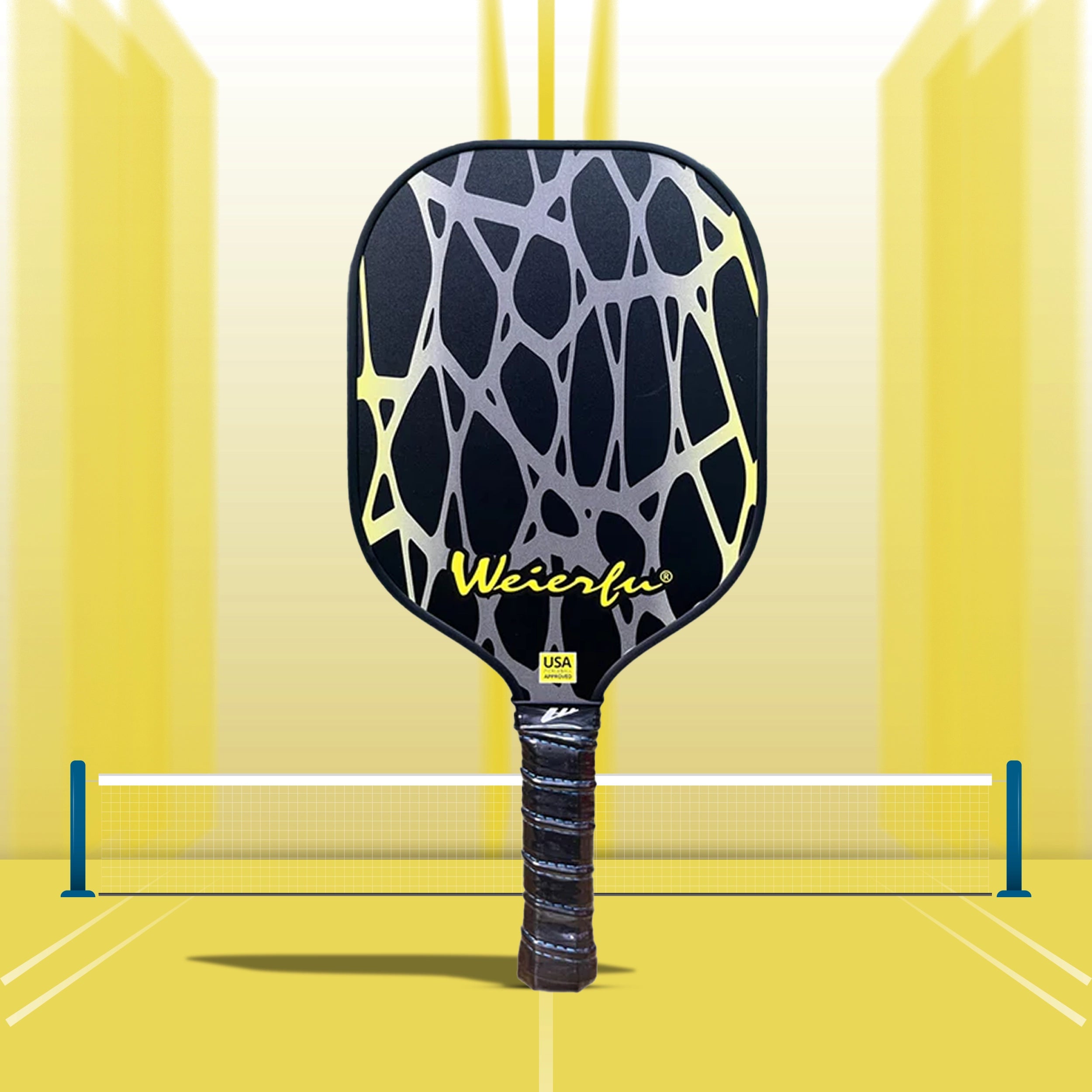 Weierfu_Graphite_Phase_Silver_Pickleball_Paddle_Set_BlackYellow