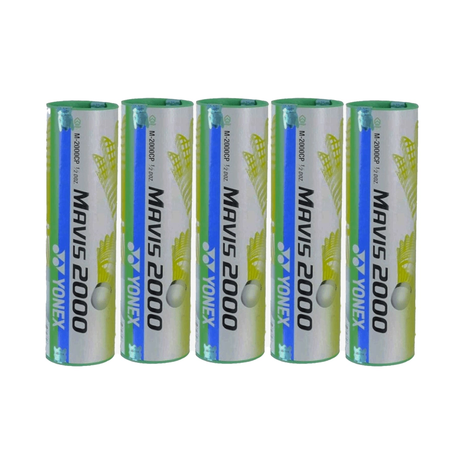 YONEXMavis2000_PackOf5_NylonBadmintonShuttlecock_GreenPack_Fullpack_Instasport