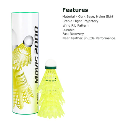 YONEXMavis2000_PackOf5_NylonBadmintonShuttlecock_GreenPack_Spec_Instasport