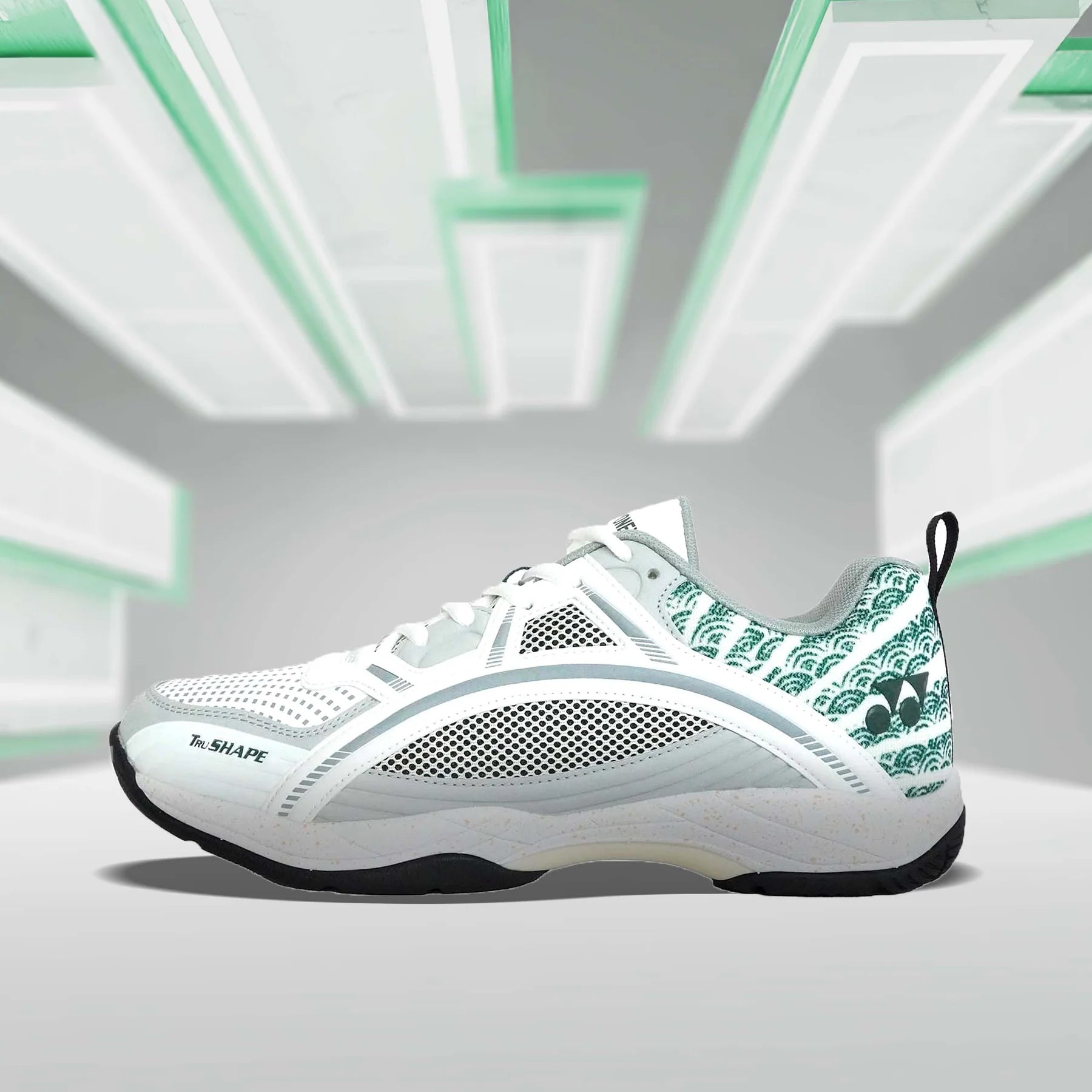 YONEX Tokyo Ultima Badminton Shoes for Men (White/Porpoise/Vintage Green) - InstaSport