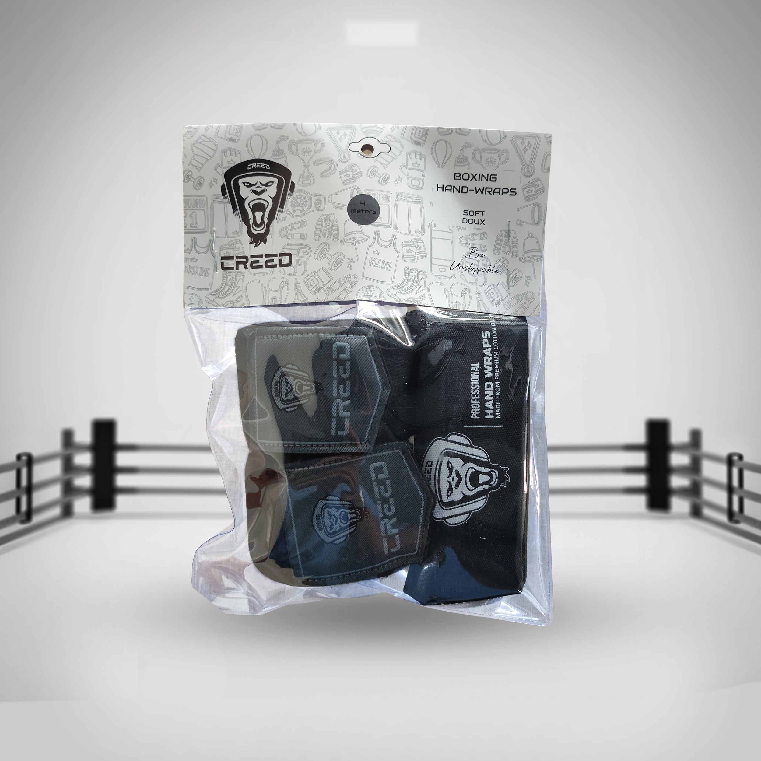 Creed Professional Boxing Hand Wraps - Black (4m x 2) with Bag - InstaSport