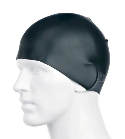 Speedo Unisex Adult Moulded Silicone Swim Cap (Black) - InstaSport