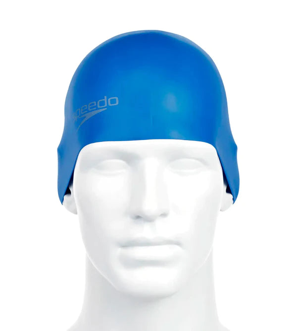 Speedo Unisex Adult Moulded Silicone Swim Cap (Blue) - InstaSport