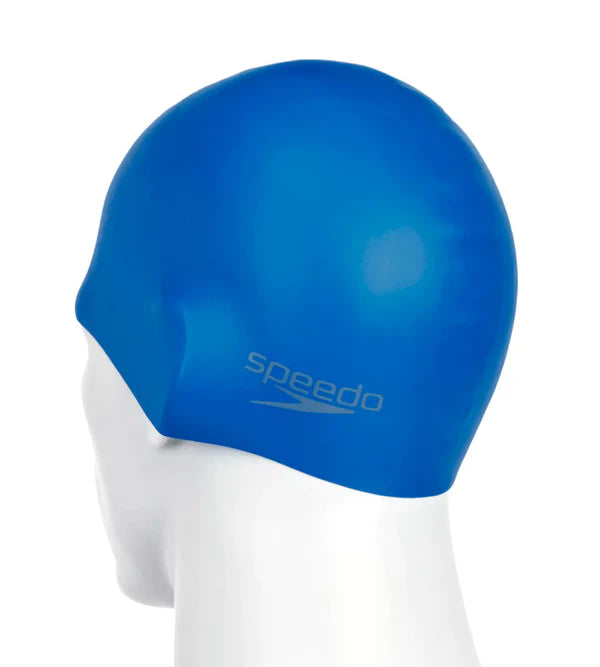 Speedo Unisex Adult Moulded Silicone Swim Cap (Blue) - InstaSport