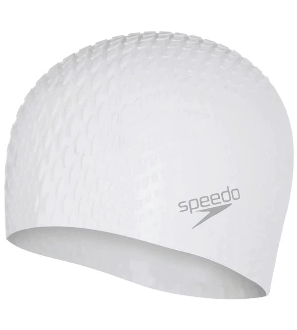 Speedo Unisex Adult Bubble Active + Swim Cap (White) - InstaSport
