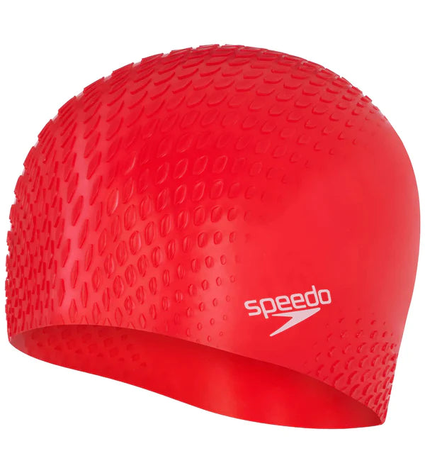 Speedo Unisex Adult Bubble Active + Swim Cap (Red) - InstaSport